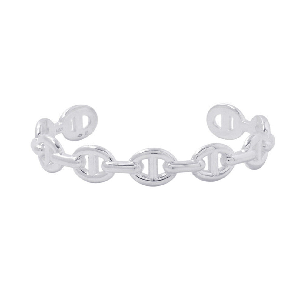 Hermes Chaine d'Ancre Enchainée Bangle, SV925 Silver, Size LG. (HERMES Bangle)